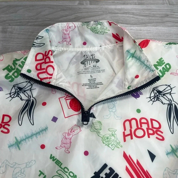 Space Jam: A New Legacy Looney Tunes White 1/4 Zip Collar Windbreaker Size Large - Picture 3 of 11
